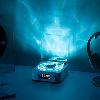 2025 New Retro Vinyl Wireless Bluetooth Speaker Alarm Clock Small Record Player Portable High-Quality Audio Home Smart Stereo