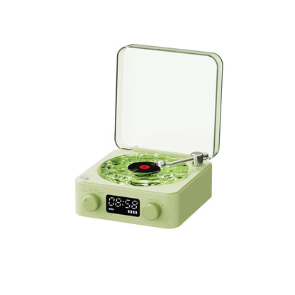 2025 New Retro Vinyl Wireless Bluetooth Speaker Alarm Clock Small Record Player Portable High-Quality Audio Home Smart Stereo